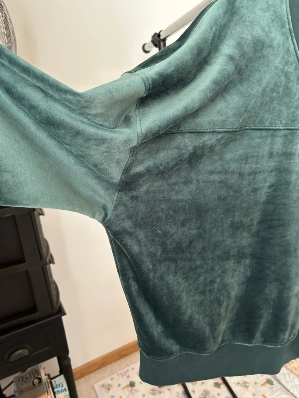 Evereve Velvet Pullover Sweater Green XL